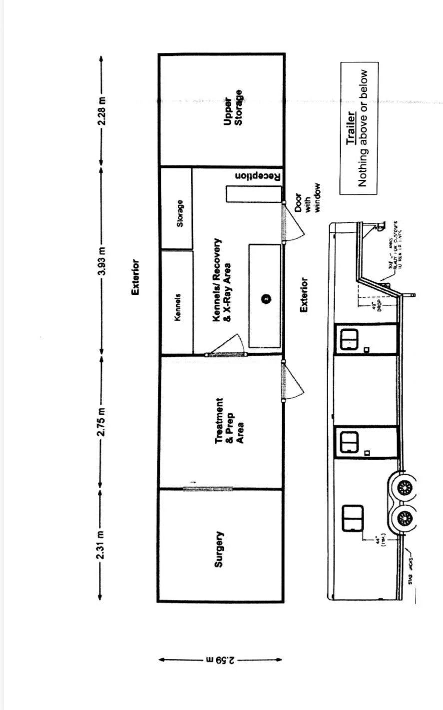Floor plan supplied for the mobile veterinary unit
