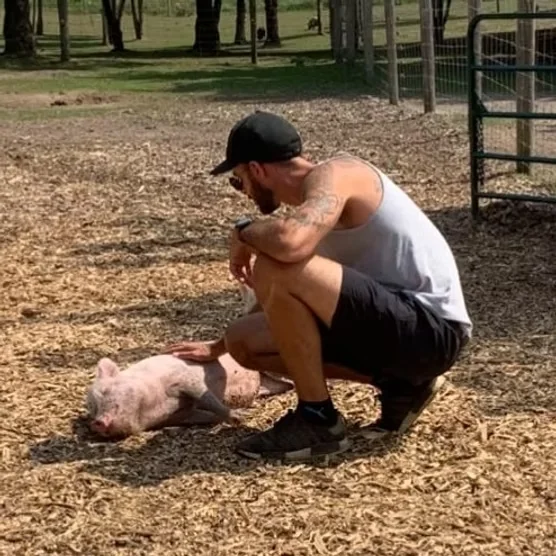 Gilles volunteering at GLO Farm Sanctuary